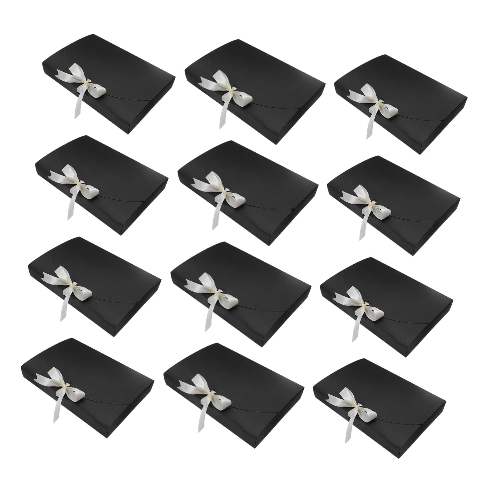 POPETPOP Scatole Regalo in Carta Nero 26x17,5x3,5cm 20pezzi con Fiocco per Scarpe Camicie Natale Compleanno