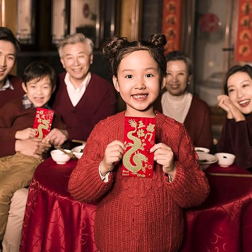 Miniatura 3 de Hying 36 sobres chinos rojos chinos HongBao para tarjetas 2024, año nuevo chino, dragón, dinero de la suerte, bolsillos rojos para festival de