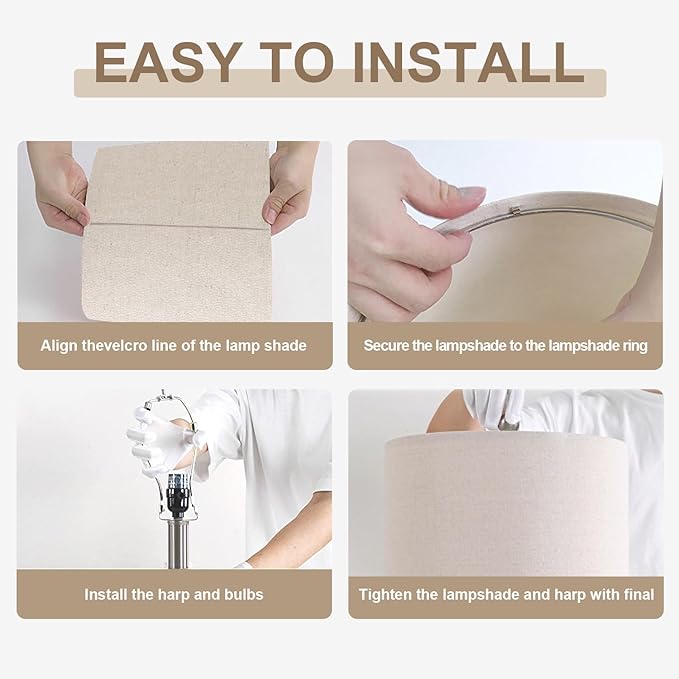 Lámpara de Mesa Moderna Cerámica USumkky 20.5" Blanco - Pack de 2 miniatura 6