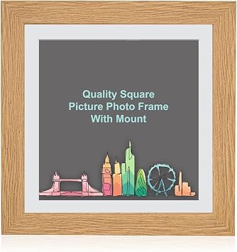 Boldon Framing - Natural, Square Flat Brushed Photo Frame with White Wall Mount,30x30 For Picture Size 25x25cm