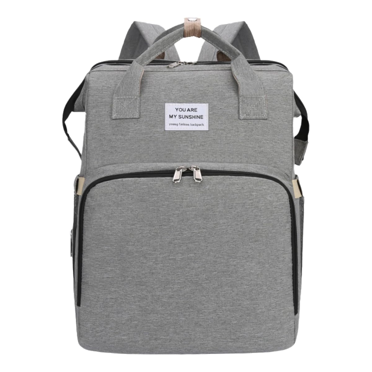 New foldable bed diaper backpack, waterproof and wear-resistant, large capacity, for travel, outings and daily use (Grey)