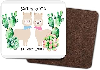 Save The Drama For Your LLama Hardboard Coaster, Funny Llama Coaster, Drinks Mat, Hardboard Coaster, Llama Picture, Llama