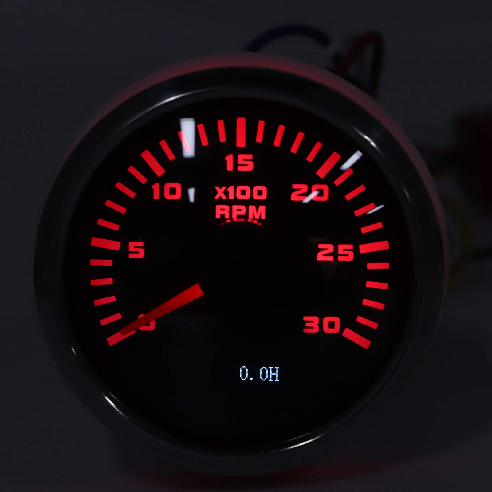 Qiilu 2in 3000 RPM toerenteller, lcd-scherm toerenteller met urenteller IP67 waterdicht voor auto motorfiets techniek machines buitenboordmotor