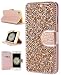 iPhone 8 Case, iPhone 7 Wallet Case, FLYEE [Kickstand] Bling Handcraft Luxury Rhinestone Flip Case Magnetic Crystal Protective Leather with Card Slot for iPhone7 iPhone8 4.7 inch Rose Gold