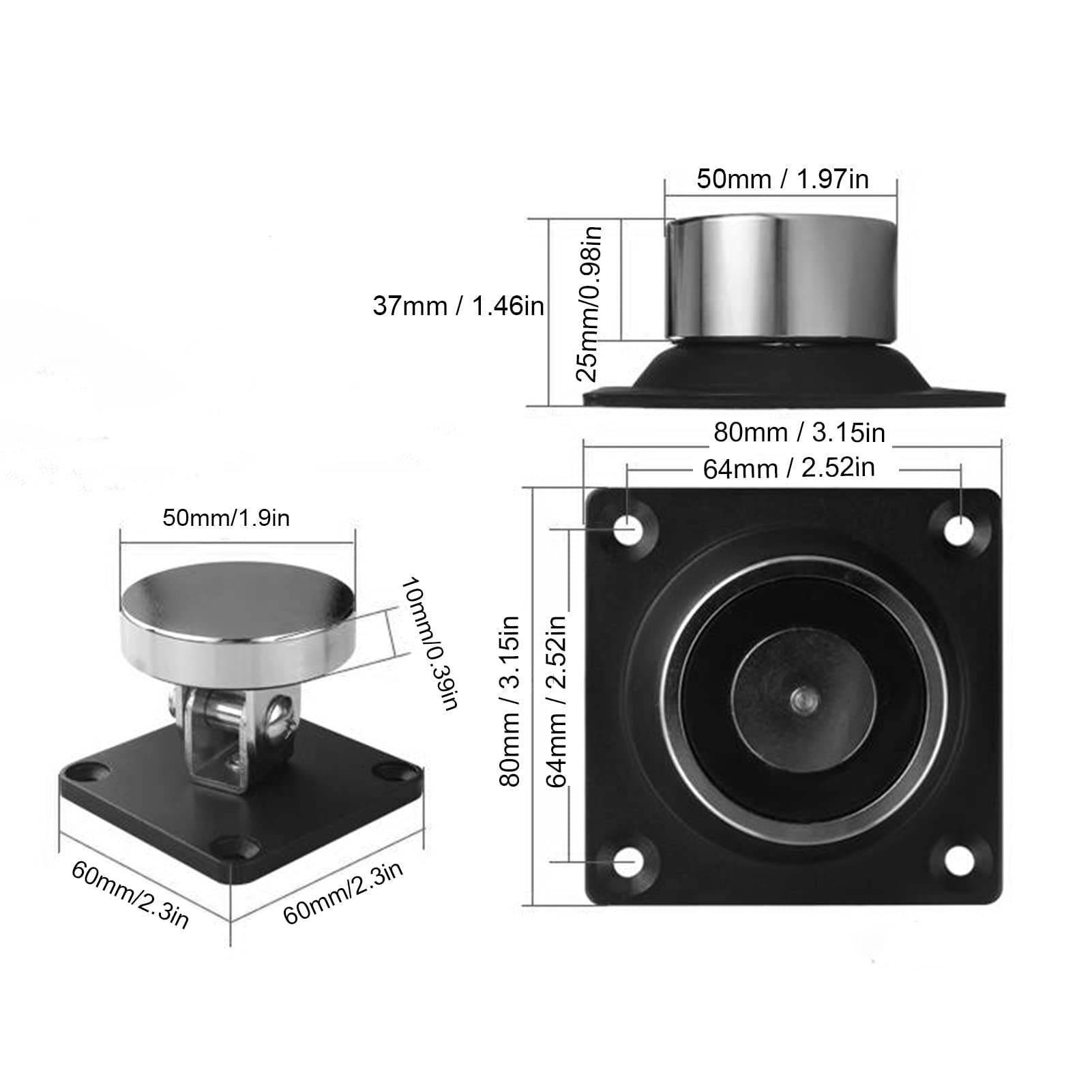 Tefola Ventouse de Porte, 12V‑24V Support de Porte électromagnétique 132,3 LB Butée d'aspiration puissante pour Portes en Bois et Fer