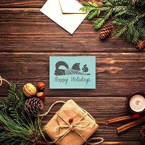 48 Pack Happy Holiday Cards With Envelopes, 6 Christmas Winter Animal Designs (4X6 In) #TOP3