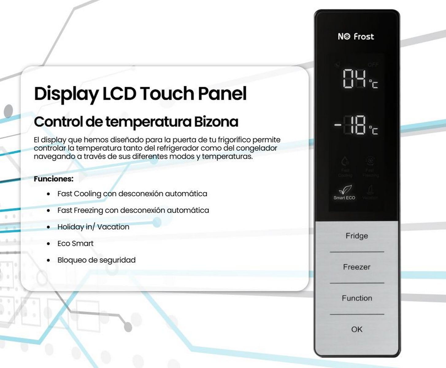 INFINITON Frigorifico Combi FGC-A185ND, 315 Litros, 185 cm de Altura, Ancho de 60 cm, Inverter, Dispensador de Agua con 2L de Capacidad, D, Dark Inox