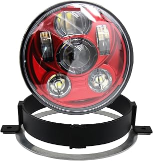Anillo decorativo for montaje de motor, anillo negro/cromado, faros delanteros LED de 5,75 pulgadas for motocicletas 2006 VTX 1300C 1800(WM-557FA-Red)