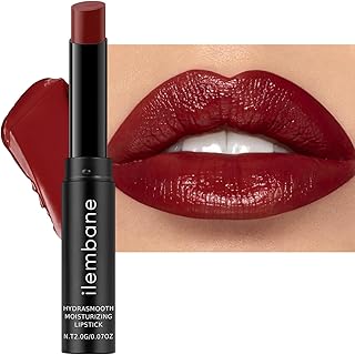 Deep Red Moisturizing Lipstick – Hydrating Cream Lip Balm for Dry, Chapped Lips, Bold Glossy Finish, Lightweight Vegan Lip Color, Long-Lasting Smooth Wear for Women & Girls (Cinnamon Rose)