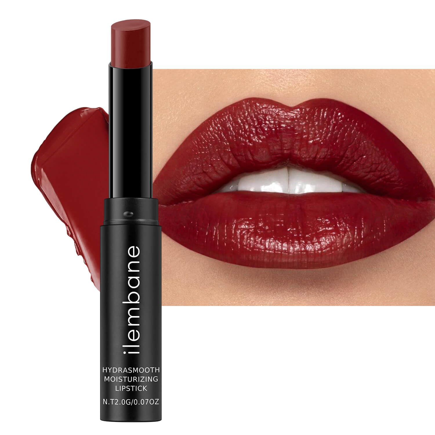 Moisture Deep Red Lipstick Dewy Lipstick Hydrating Creamy Lip Balm for Cracked Lips, Bold Red Glossy Finish, Vegan Lightweight, Cinnamon Rose