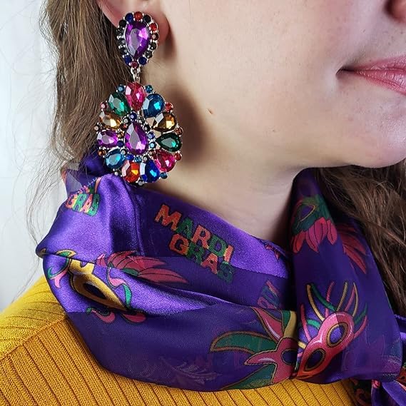 Mardi Gras Scarves Silk Satin Like Feeling Head Scarf for Women 58 Inch Long2