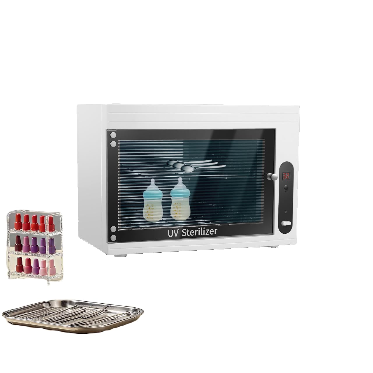 Sterilizzatore per unghie UV 10 L 360° Sterilizzatore per Unghie Tre Modalità di Timing, Sterilizzazione a 360° Display LCD per Cosmetici, Studi di Cura dei Piedi Saloni di Bellezza