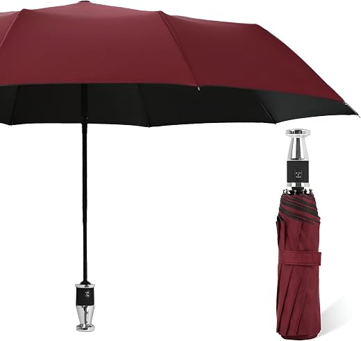 Ash &amp; Roh Premium Automatic Rain Umbrella – Umbrellas for Rain, Sun &amp; Wind Protection| Compact Folding Umbrella with One-B...