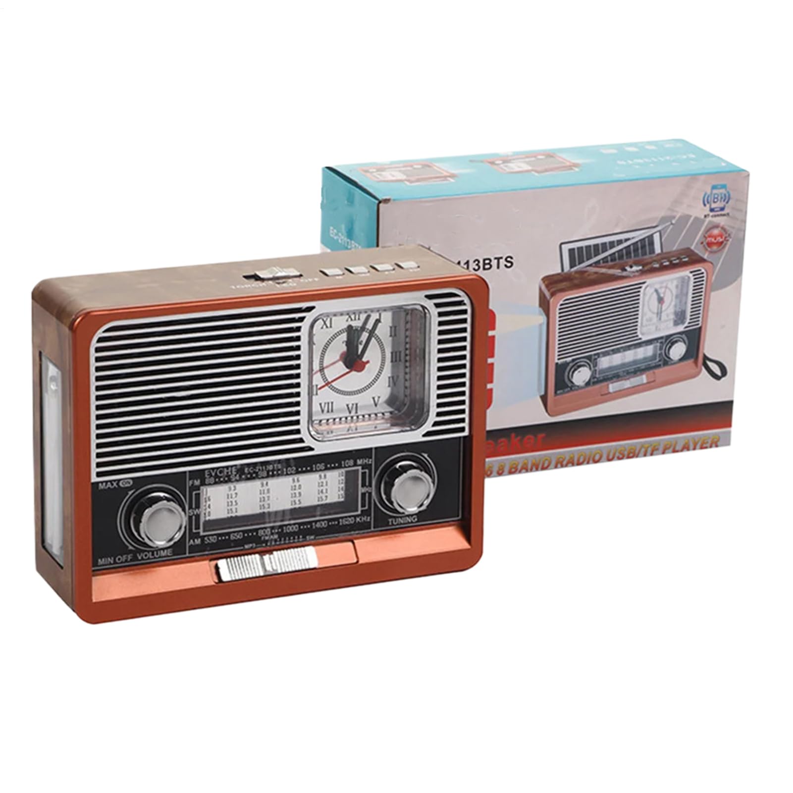 Radio solare - Radio vintage con lampada tascabile, lunga durata per campeggio, esterno, casa, festa, auto e camera da letto