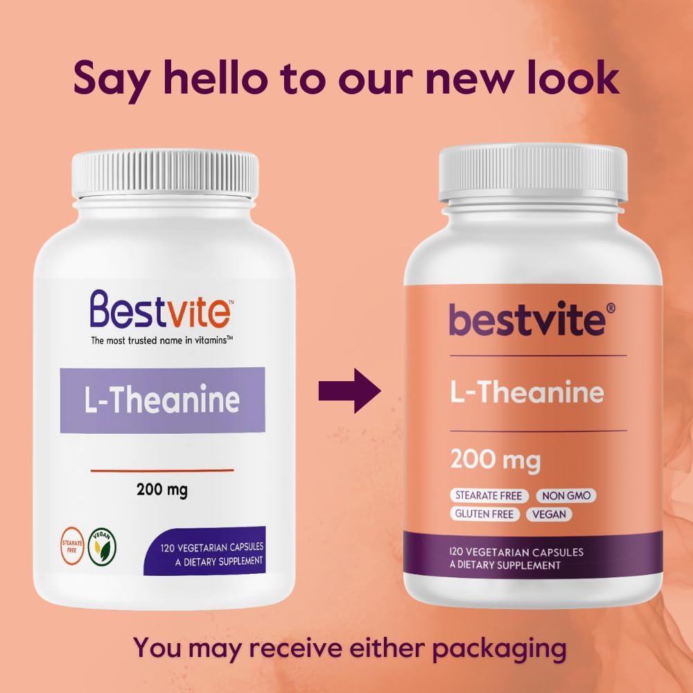 BESTVITE L-Theanine 200mg (120 Vegetarian Capsules) - No Stearates - Vegan - Non GMO - Gluten Free - Image 7