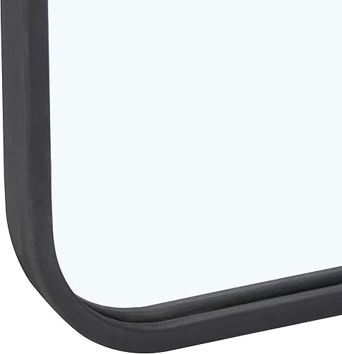 Miniatura 8 de HomGarden 24" x 36" Modern Square Bathroom Mirror with Black Metal Frame Round Corner, Wall Mounted Mirror for Bathroom, Bedroom, Dorm, Entryway,