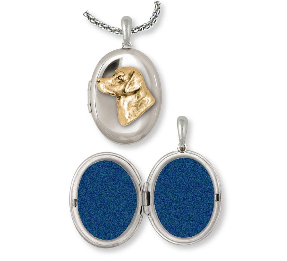 Labrador Retriever Photo Locket Jewelry Silver And Gold Handmade Dog Photo Locket LB6H-TNV