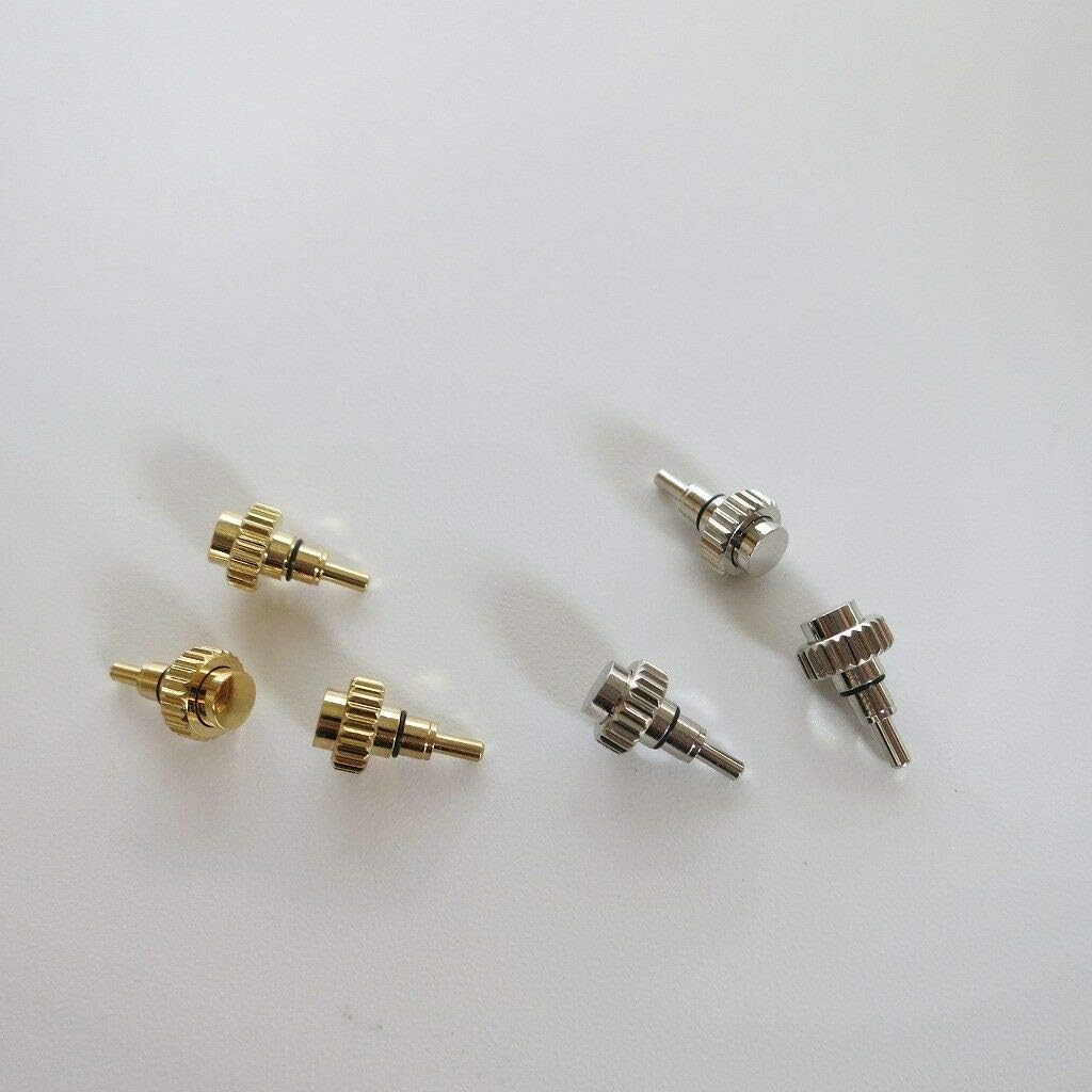 ZEZEFUFU 54 Pack Chronograph Button Drive in Watch Pusher Flat Head Push Type Crown Assortment Replacement Repair Accessories Gold&Silver