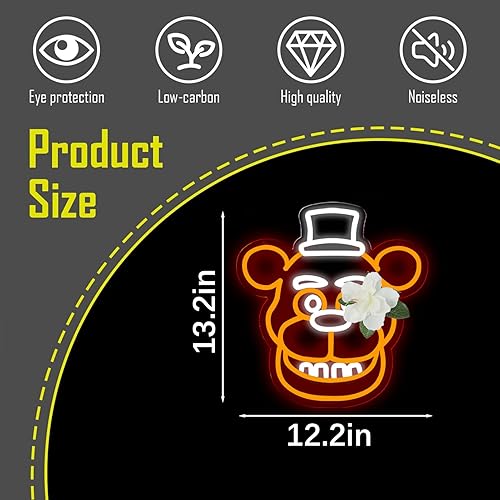 Miniatura 4 de Freddy - Letreros de neón para decoración de pared, luces LED de neón para dormitorio, cumpleaños, regalos de Navidad para niños, adaptador de Cinco