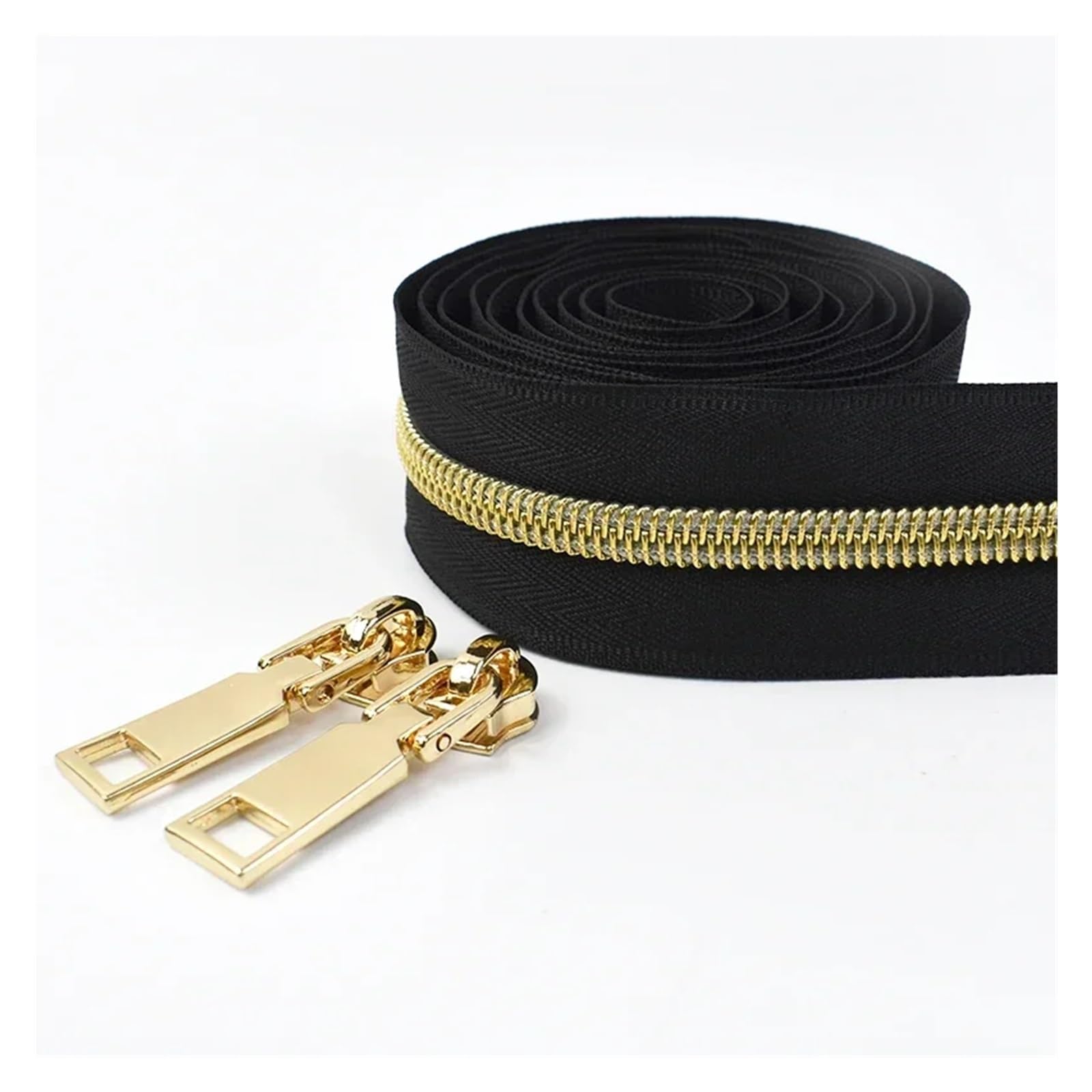 Zipper Cerniere in Metallo Nylon/Resina con n. 5 cursori Kit di Riparazione Fai da Te Multicolore 2/4/10M(LightGold,10METERS10PCSSLIDER-NO5)