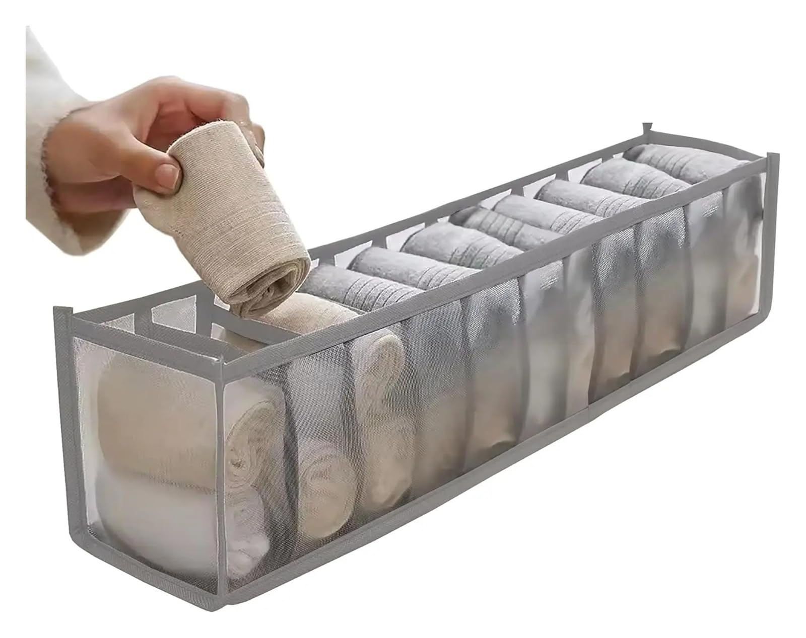 QMVDOJR 7-11 Grids Jeans Storage Box Closet Wardrobe Clothes Compartment Boxes Drawer Socks Separation Organizer Pants(11 Grid Grey)