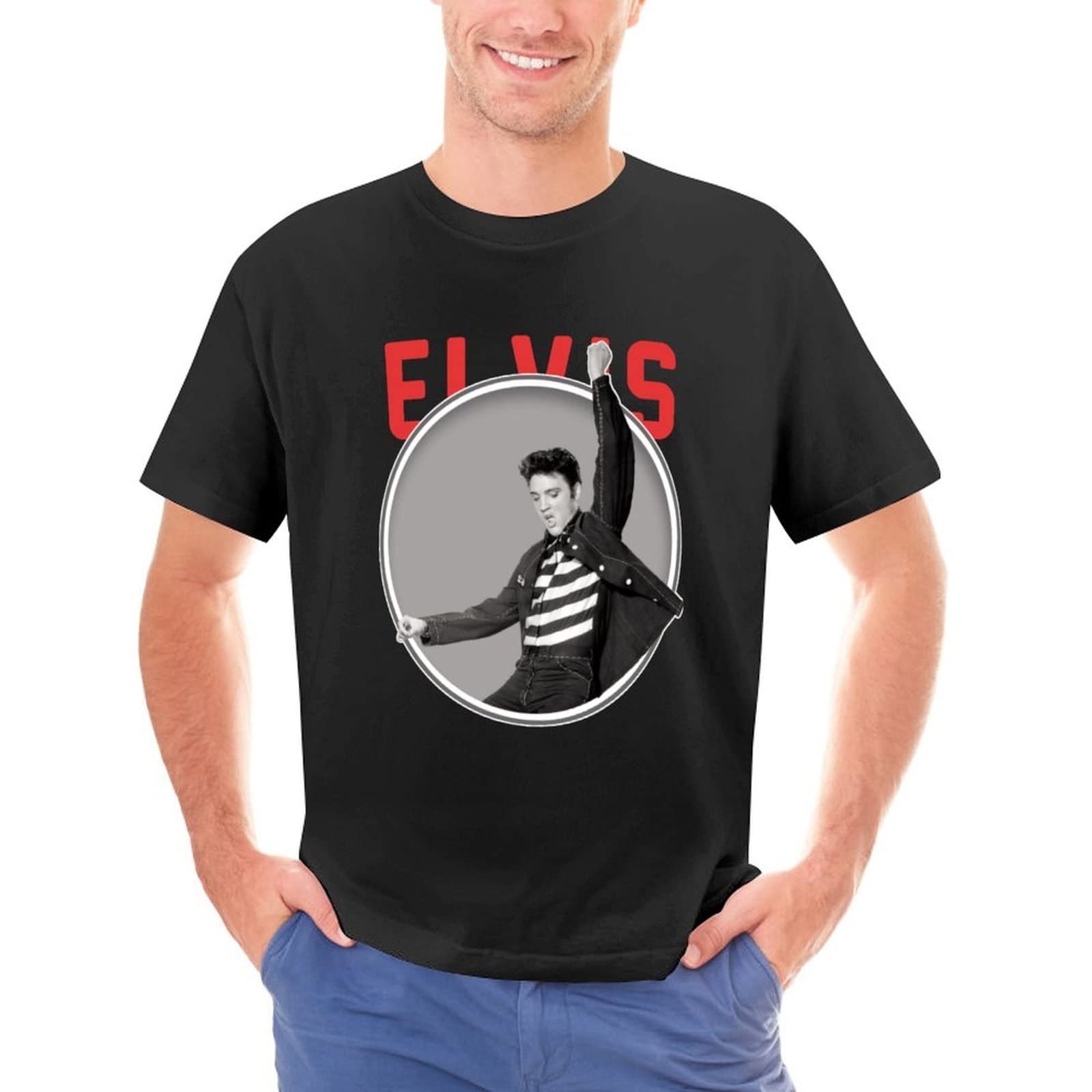 LIANGYAN Men's Elvis Short-Sleeve T-Shirt for Men
