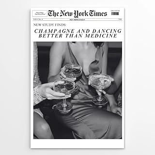 Newspaper Retro Wall Art Trendy Black and White Poster Vintage Aesthetic Canvas Prints Funky Cocktail Wall Decor Preppy Feminist Picture Painting Apartment Girly Dorm Room Bar 8x12inch Unframed