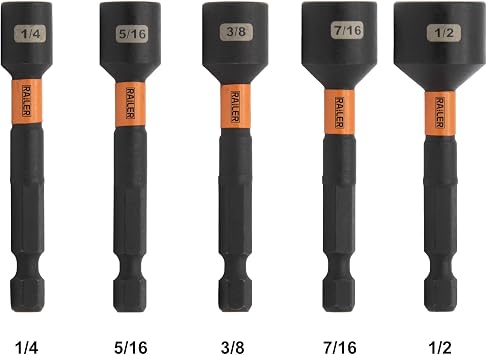 5pc Magnetic Nut Driver Set 2-9/16 Inch Impact Nutsetter Bits Holder Set