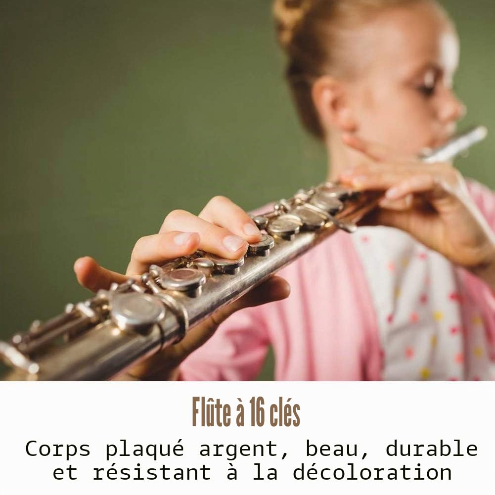 C flûte 16 trous fermés flûte traversante, 16 trous C ton instrument à vent en bois avec graisse liège chiffon de nettoyage bâton boîte en cuir