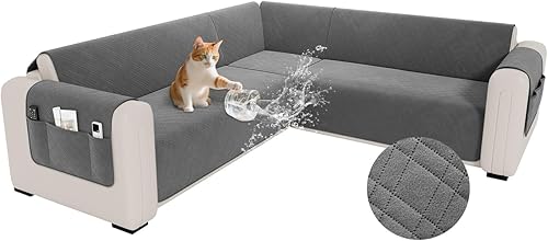 Funda impermeable en forma de L para sofá seccional, funda acolchada de terciopelo para sofá esquinero, en forma de L, protector de muebles con