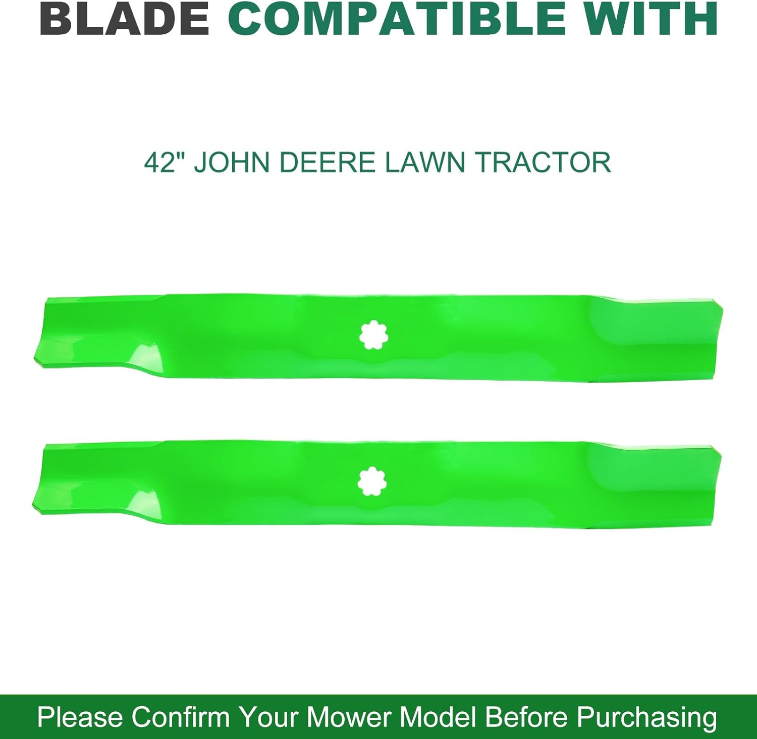 John De ere AM141034 AM137327 AM141032 42 inch Mower Blades Compatible with John De ere D130 D110 D105 D125 X300 Z225 LA135 Z235 42" Deck Lawn Tractor(2 Pack)