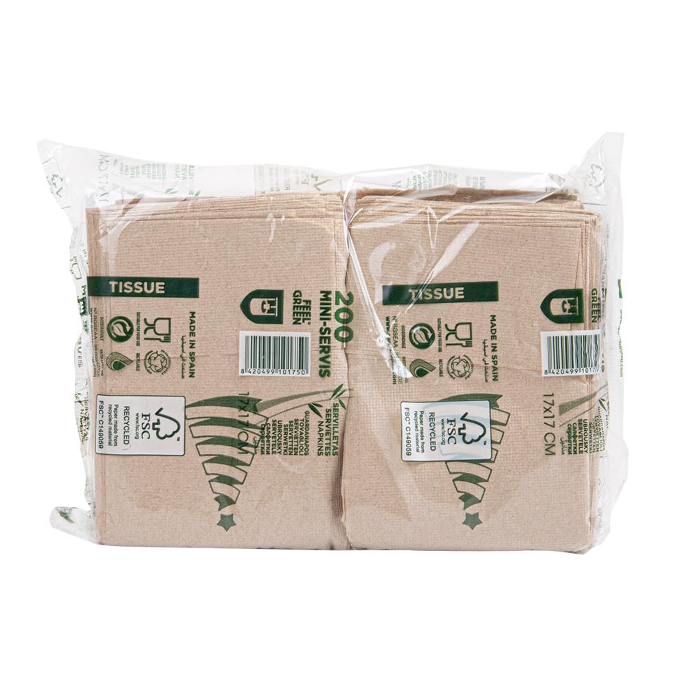 García de Pou 9600 Unidades - 101.75 Servilletas Mini Servís con 1 Capa, 23 G/M2, 17 x 17 cm, Natural