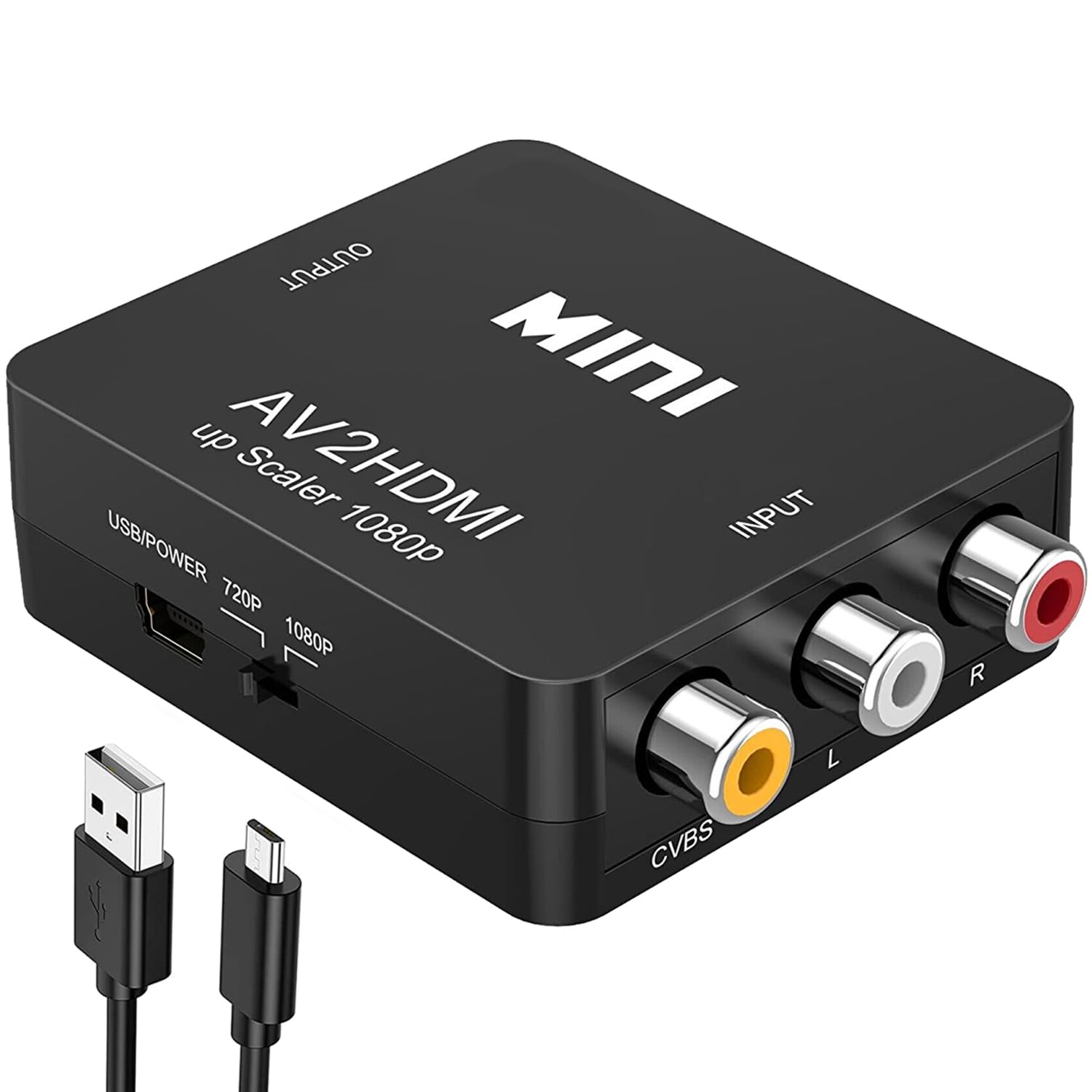 ABLEWE RCA to HDMI Adapter,AV to HDMI Converter, 1080P Mini RCA Composite CVBS Video Audio Converter Adapter Supporting PAL/NTSC for TV/PC/ PS2/PS3/ STB/Xbox VHS/VCR/Blue-Ray DVD Players