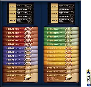 ドトールコーヒー 純正品 インスタントスティックアソートギフトセット DIA-30 【36本入り】 カフェラテ・ブラックコーヒー・ハニーカフェオレ・黒糖ラテ・ミルクティー・抹茶ラテ 詰め合わせ 個包装 スティック飲料 バラエティギフト コーヒー＆ティーアソート 贈答用ギフトセット お歳暮 お中元 内祝い お礼 手土産 プレゼント マクセル製アルカリ単四電池1本セット