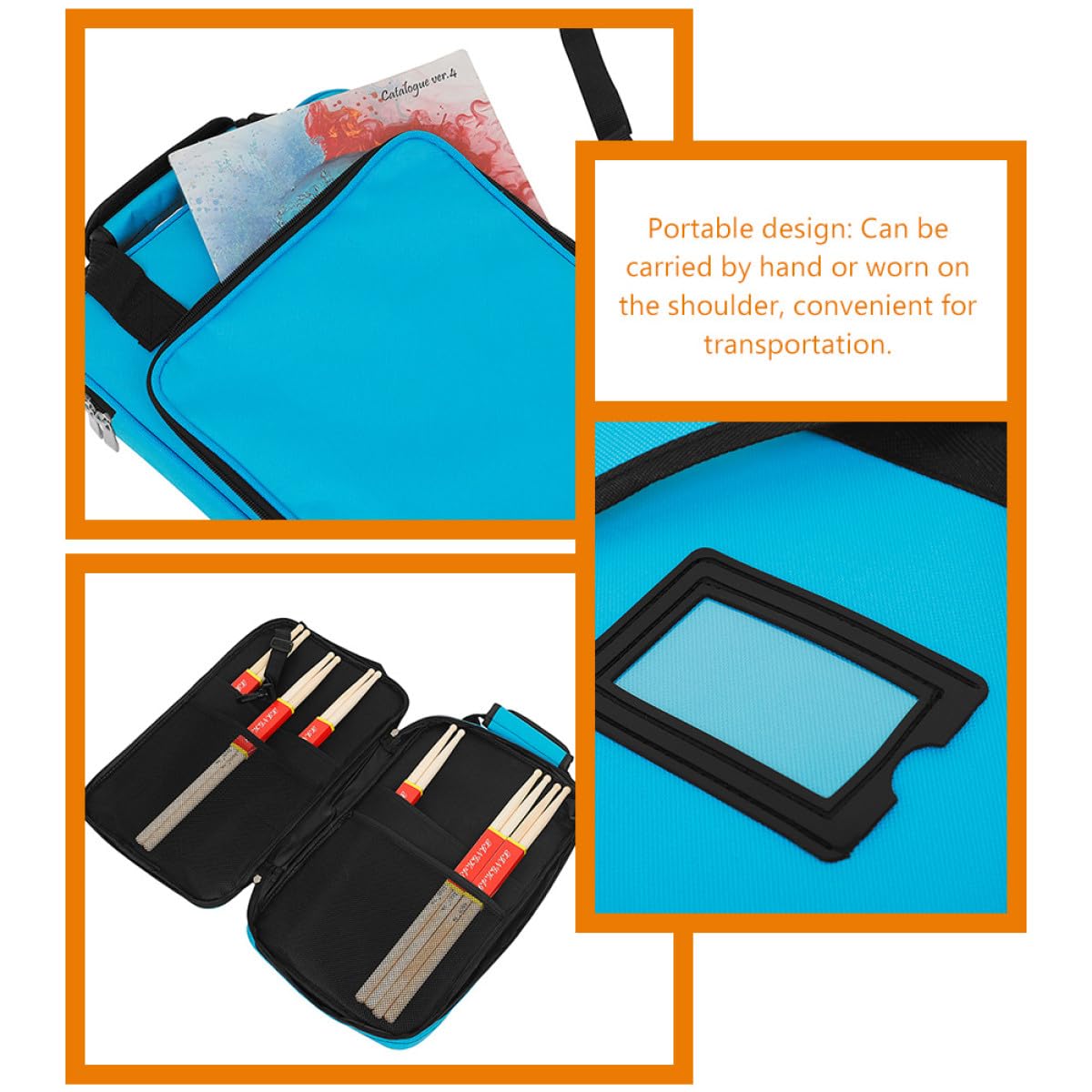 POPETPOP Borsa Porta Bacchette per Batteria Oxford Tracolla e Manici Comodi, Custodia Compatta per Drumstick per Musicisti in Movimento