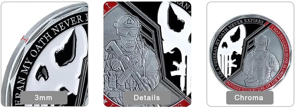 Military Collectible Coin Veterans Oath Challenge Coin (Pack of 3)