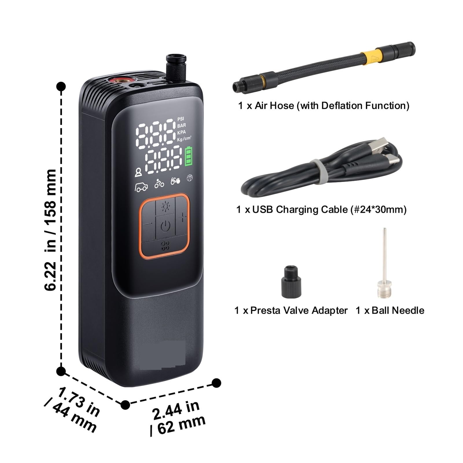Pompka do opon Przenośna sprężarka powietrza 150 PSI 4000 mAh Akumulatorowa pompka do opon Elektryczna pompka powietrza,Silna moc