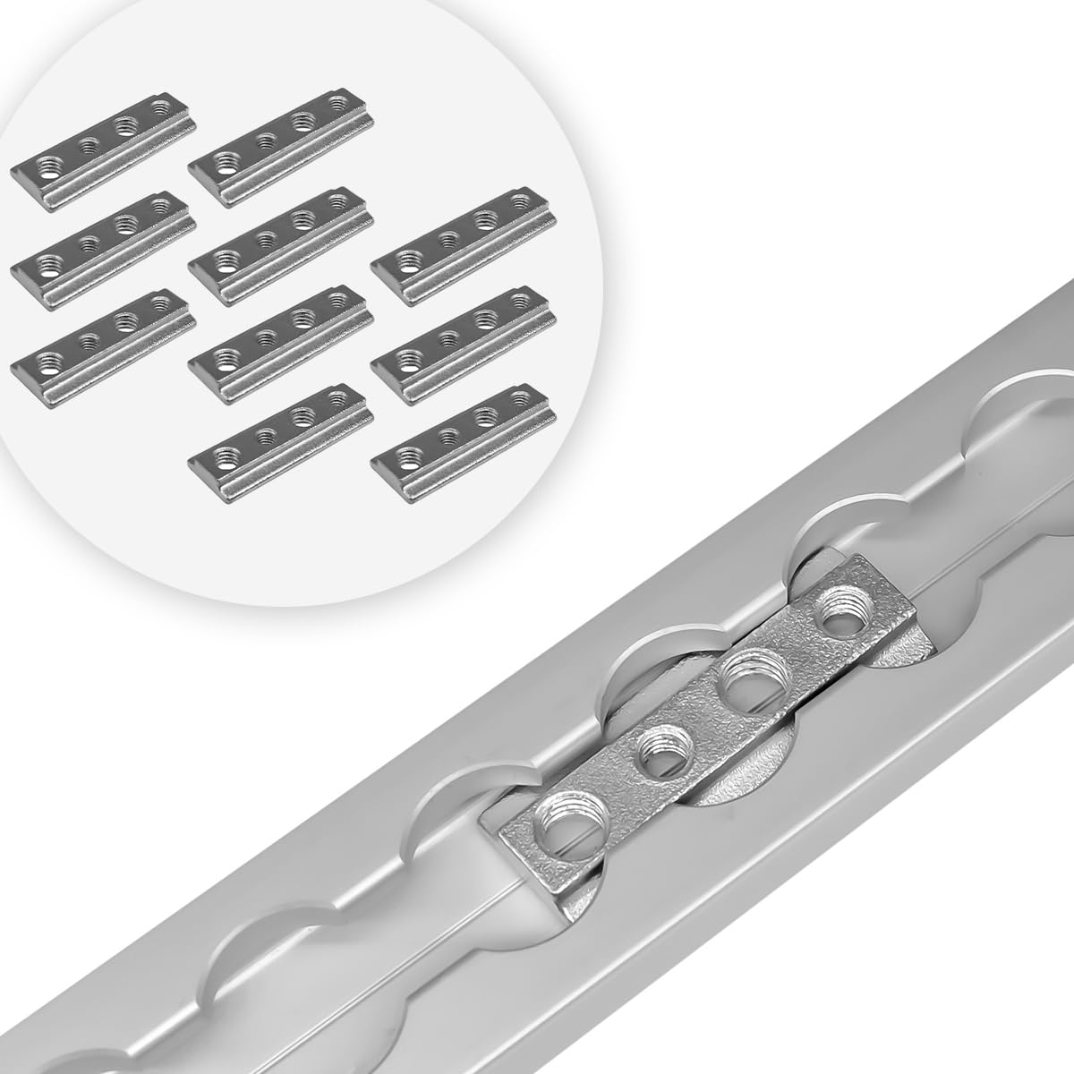 Nutenstein M6/M8 für Airlineschiene | Airlineschiene Fitting im 10er Set | zum Einschieben | Material: verzinkter Stahl | Größe: 50,5x18 x 5,5mm
