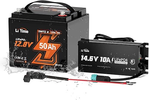 Miniatura 11 de Litime Batería LiFePO4 de motor de arrastre de 12 V 100 Ah (grupo 31), protección a baja temperatura, máx. 15000 ciclos profundos, con cargador de