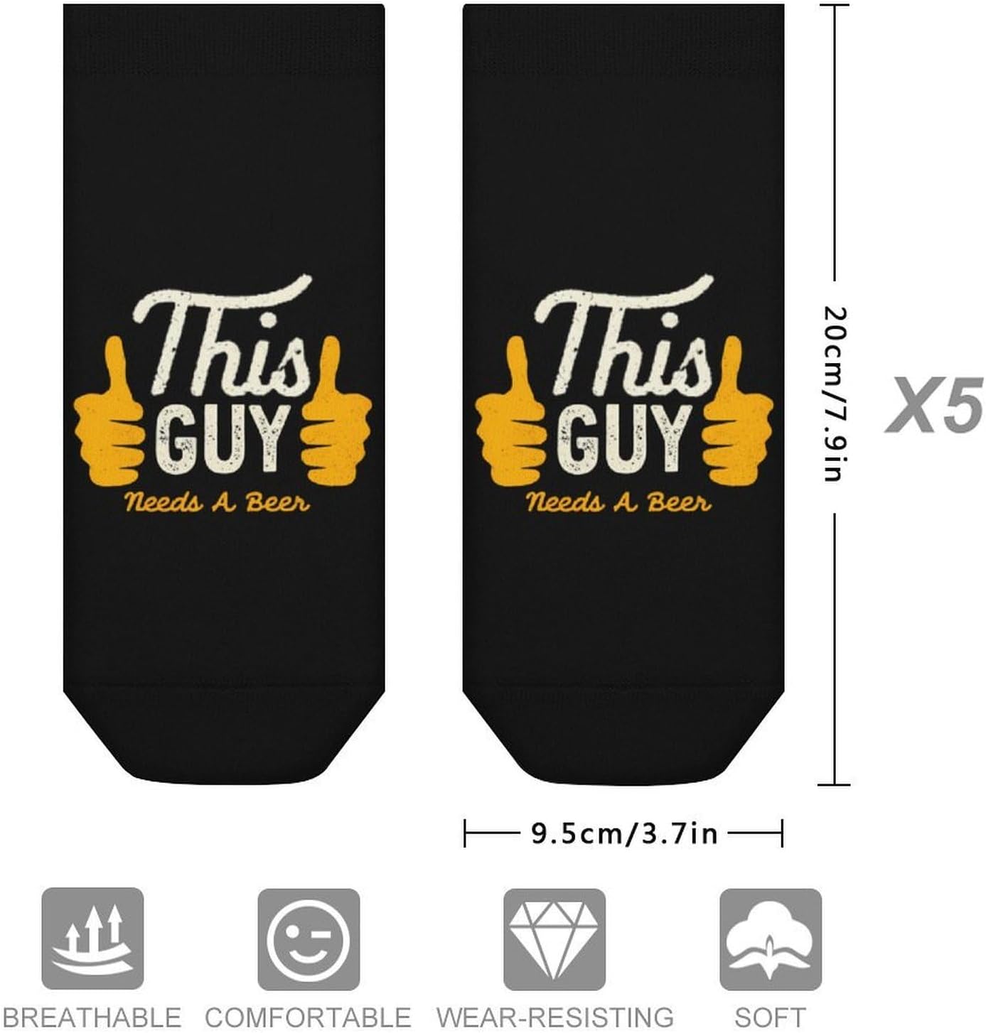 This Guy Needs A Beer Socks for Men Women 5 Pairs Ankle Socks