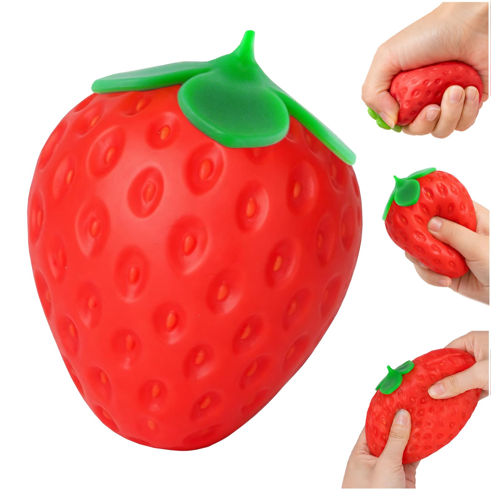 Large Strawberry Squishy Toy, Jumbo Cute Taba Squishy Big Sensory Fidget Strawberry Squeeze Toy For Kids Adults Stress Relief Present Cute Fidgets For Office Desk Classroom Travel â image 1