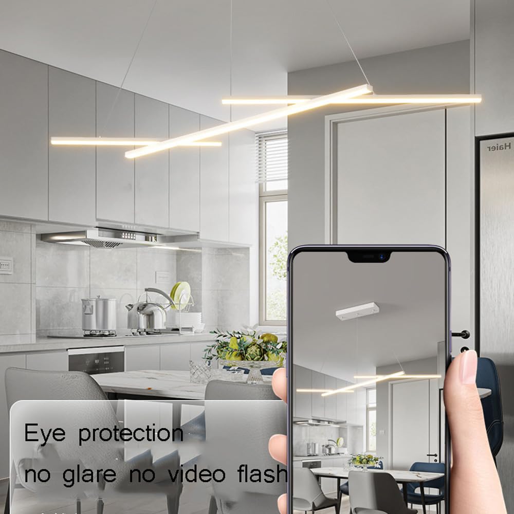 Lampadario lineare moderno bianco con striscia lunga, dimmerabile, per isola cucina, lampadario da soffitto industriale da fattoria nero da 30 W, per sala da pranzo, tavolo, soggiorno, ufficio, risto
