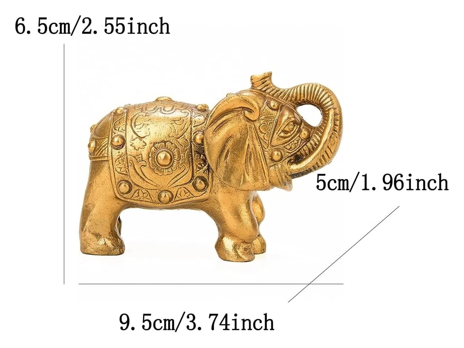 Statuette regalo per decorazione statua sculture ornamenti Feng Shui elefante statue e statuette, animali in metallo ottone per la decorazione di casa e ufficio, regalo di buona fortuna,