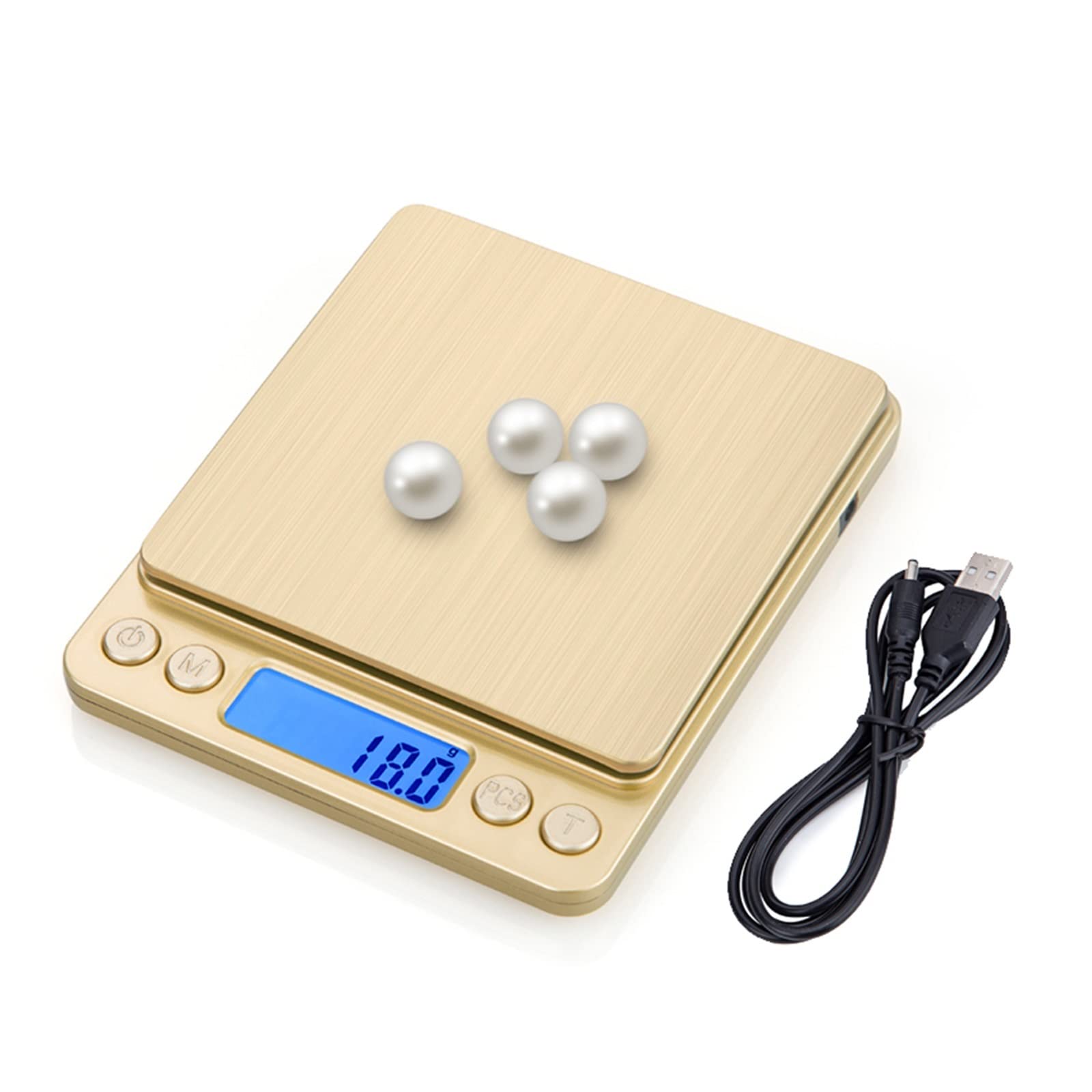 Mini Báscula De Cocina Electrónica 0,1g Dieta Comida Postal Precisión For Cocinar Herramientas Medida For Hornear Con 2 Bandejas Medición Precisa Esfuerzo(Gold-3000g)