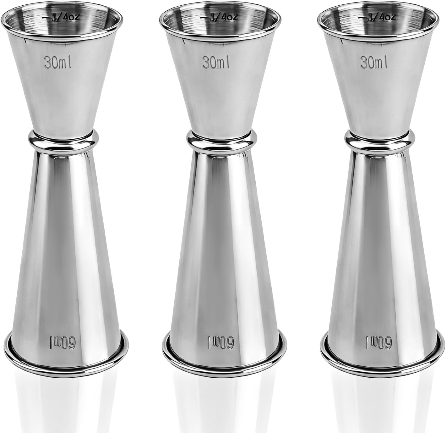 3pcs 2oz & 1oz Dual Jigger for Bartending, Stainless Steel Cocktail Alcohol Measuring Cup Bar Jigger for Bar Home Bartender Supplies