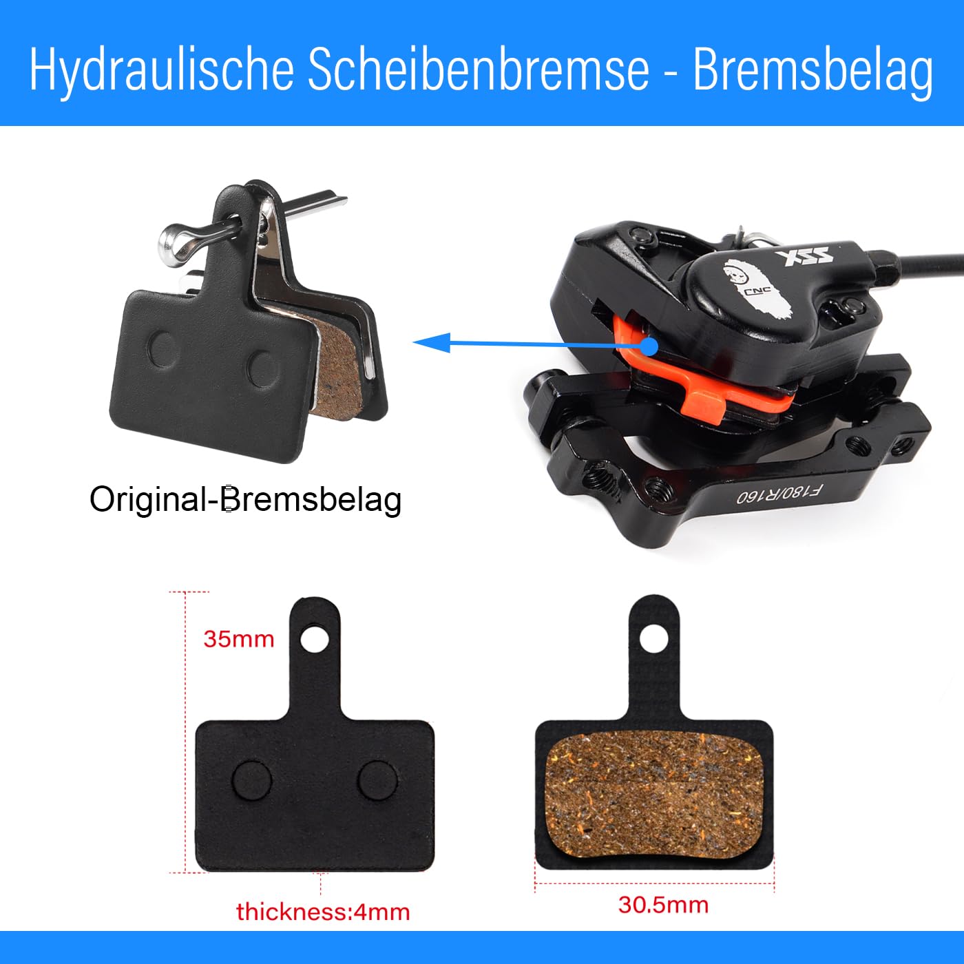 Hydraulische Benbremse Fahrrad,Hydraulik Bremsen Set,Hydraulisch Scheibenbremse Vorne Rechts 800mm, Hinten Links 1450mm,Hydraulische Scheibenbremsen für MTB/BMX/Rennrad/Mountainbike.