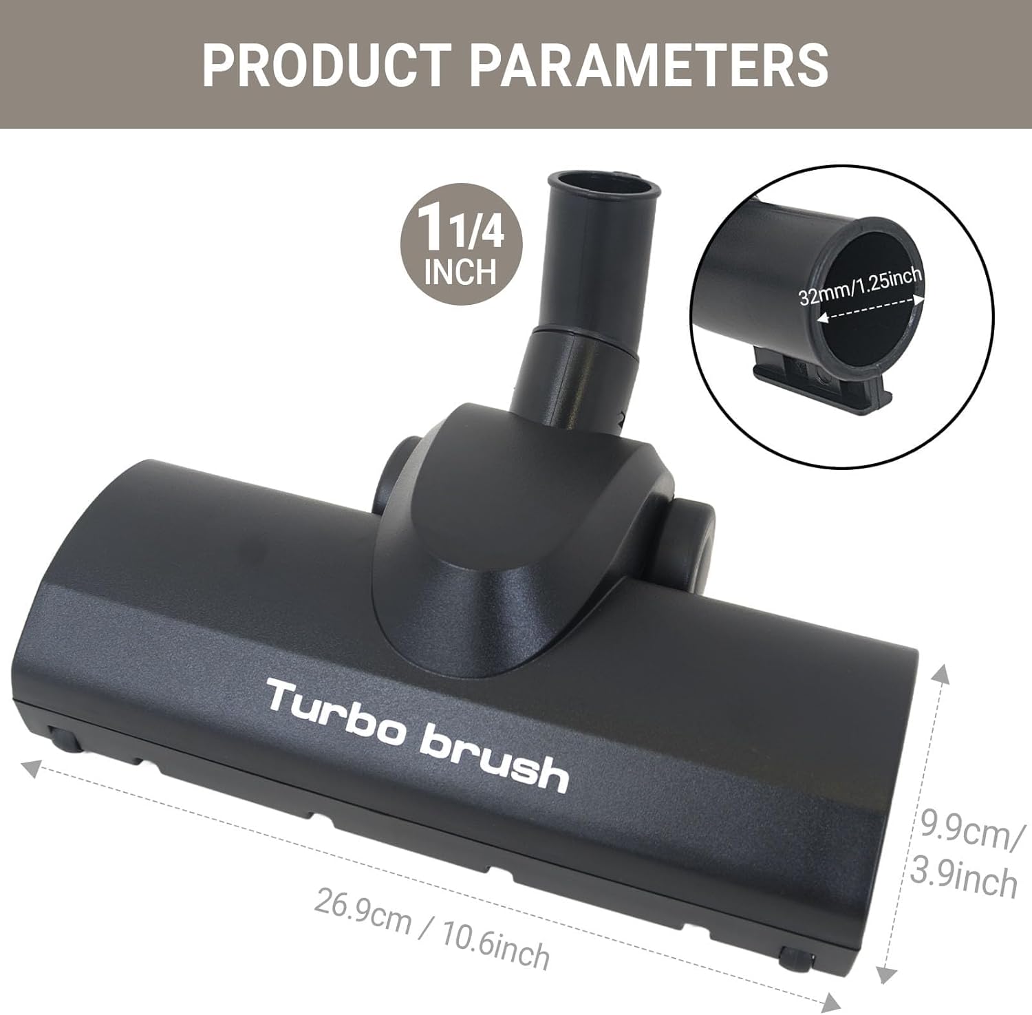EZ SPARES Brush Head Replacement for Universal Vacuum,Turbo Floor Brush Head 1 1/4" 32mm,Longer Wiper Hardwood Flooring Big Wheel Cleaner Brush