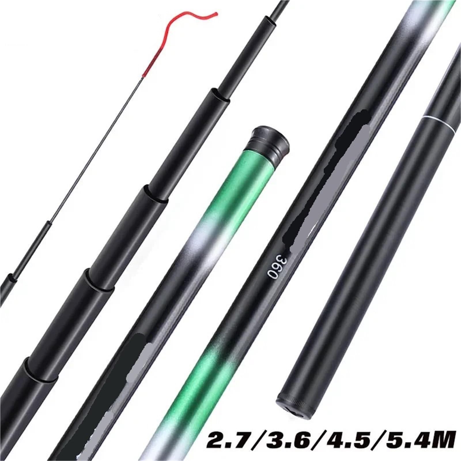 Stipprute Karpfen Angelrute 2,7/3,6/4,5/5,4 M Tragbare Ultra Licht Teleskop Angelrute Max Drag 5 kg Angeln Werkzeuge Teleskopangel(Golden,2.7 Meter)