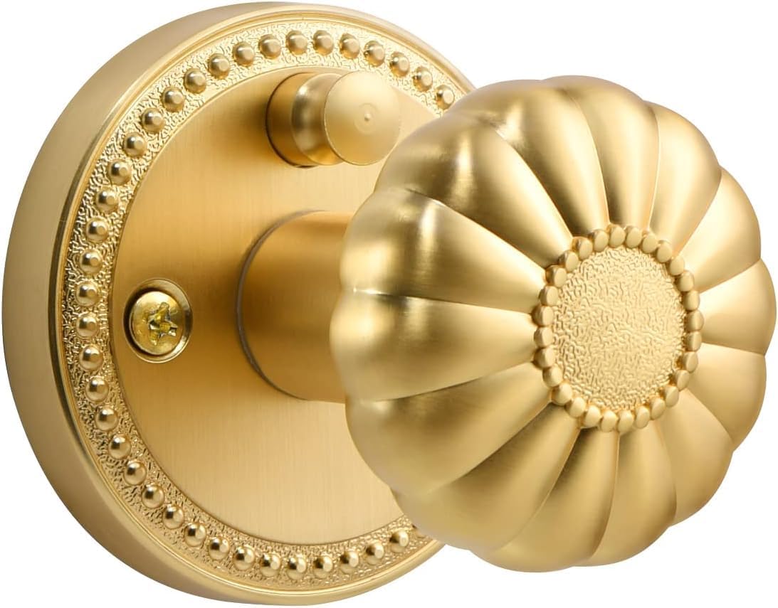 SORWDUERM Brushed Gold Door Knobs Privacy Door Handles Satin Brass