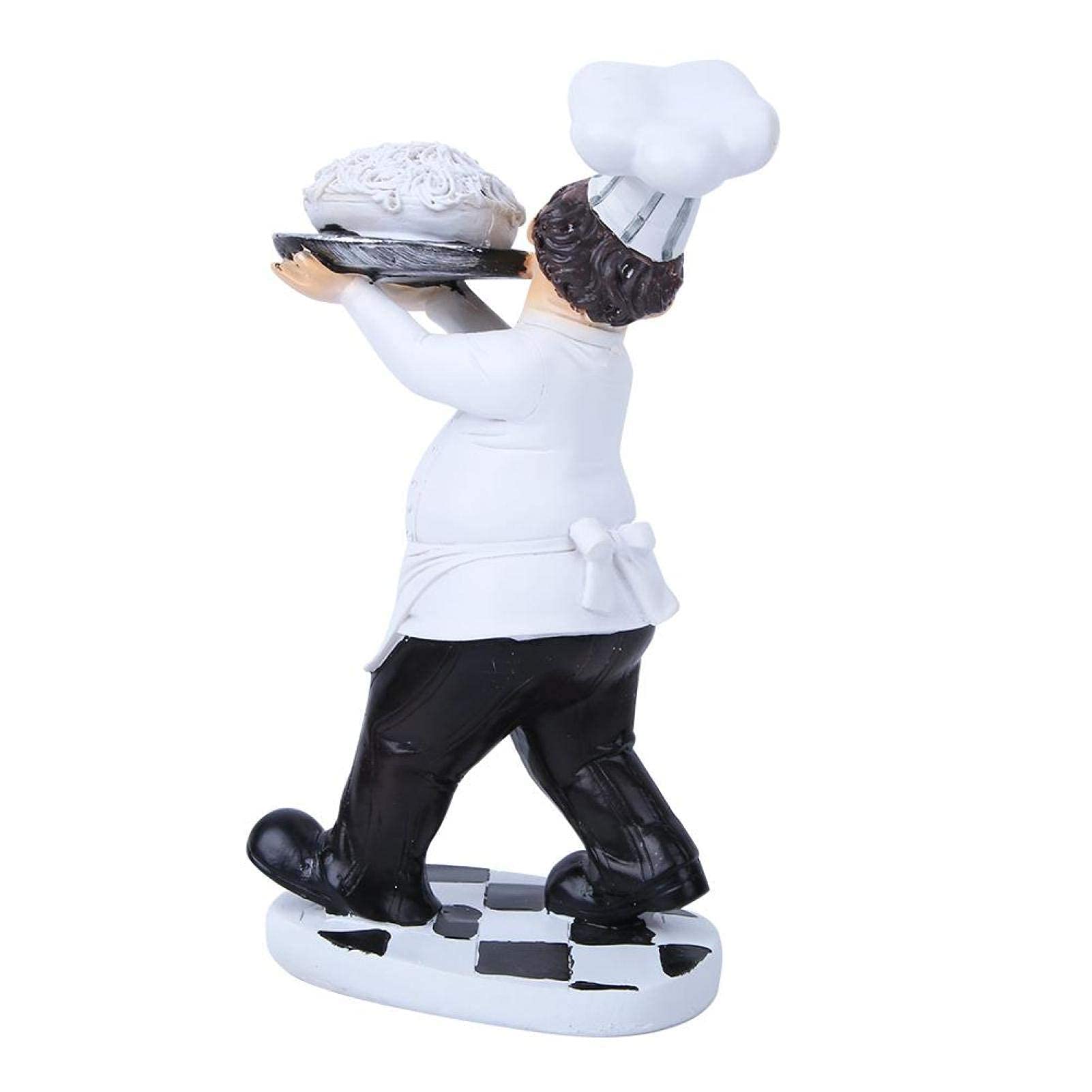 Figuras de Estatua de Chef, Estatua de Chef de tamaño pequeño Pintada a Mano con Base Estable para Regalos de inauguración de la casa para Decoraciones de Restaurante de Cocina casera (7124t)
